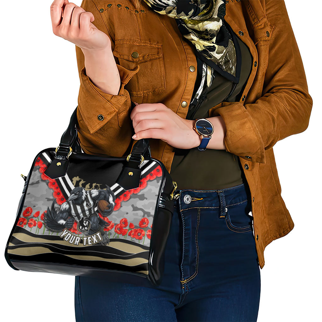 Personalised Collingwood Magpies ANZAC Shoulder Handbag Military Remembrance Australian Football Mascot Camouflage