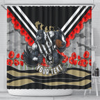 Personalised Collingwood Magpies ANZAC Shower Curtain Military Remembrance Australian Football Mascot Camouflage