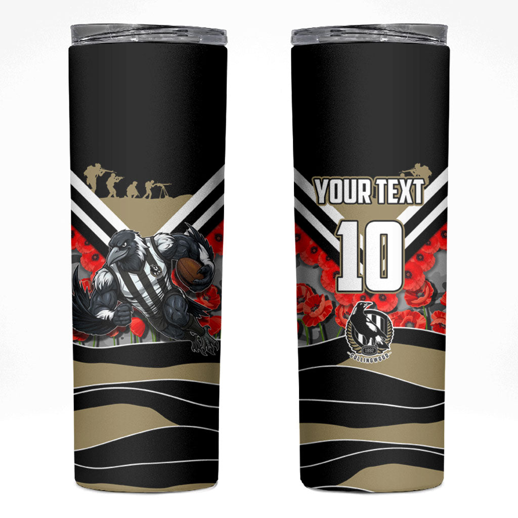 Personalised Collingwood Magpies ANZAC Skinny Tumbler Military Remembrance Australian Football Mascot Camouflage