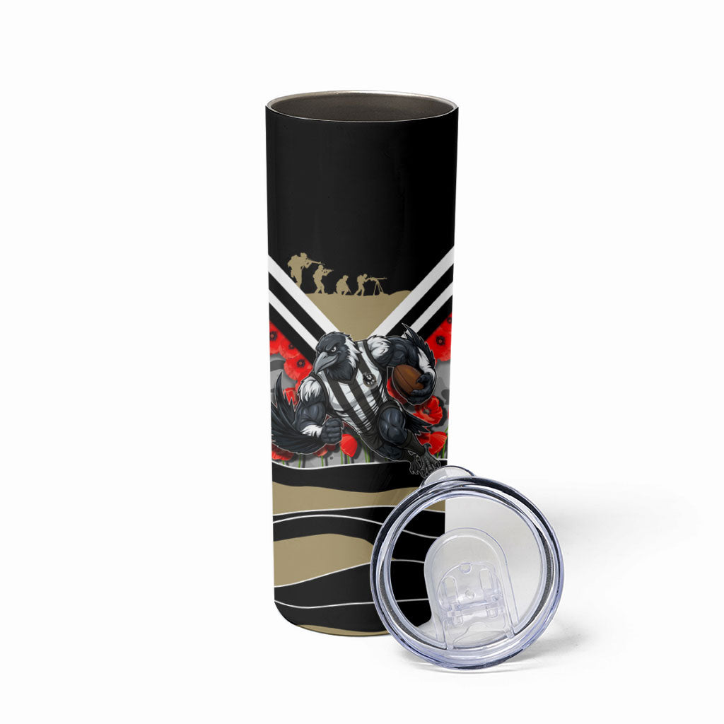 Personalised Collingwood Magpies ANZAC Skinny Tumbler Military Remembrance Australian Football Mascot Camouflage
