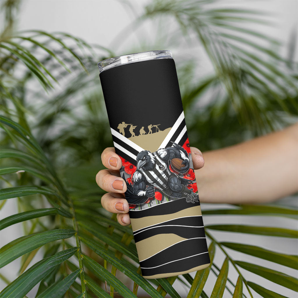 Personalised Collingwood Magpies ANZAC Skinny Tumbler Military Remembrance Australian Football Mascot Camouflage