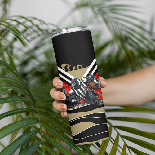 Personalised Collingwood Magpies ANZAC Skinny Tumbler Military Remembrance Australian Football Mascot Camouflage