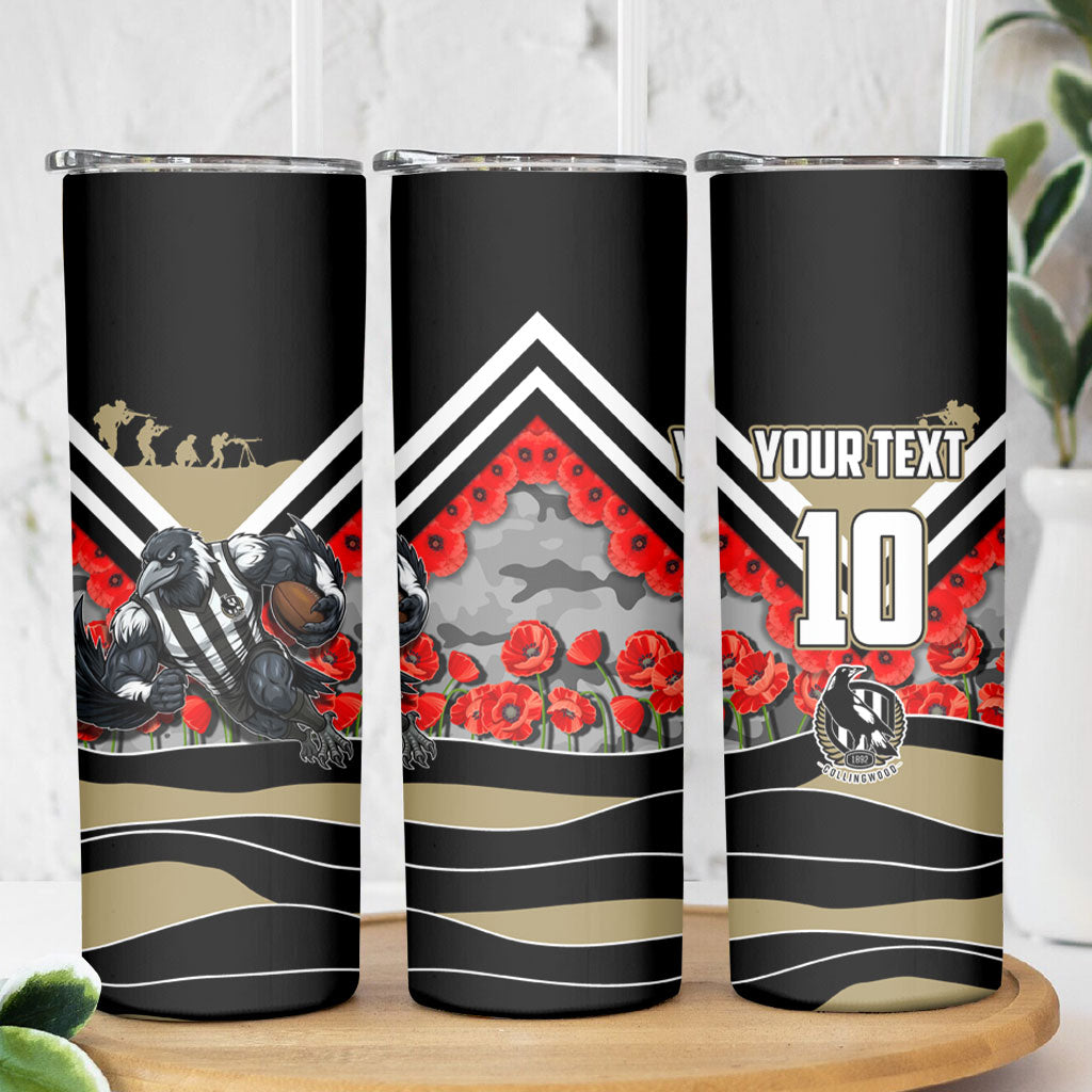 Personalised Collingwood Magpies ANZAC Skinny Tumbler Military Remembrance Australian Football Mascot Camouflage