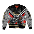 Personalised Collingwood Magpies ANZAC Sleeve Zip Bomber Jacket Military Remembrance Australian Football Mascot Camouflage