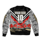 Personalised Collingwood Magpies ANZAC Sleeve Zip Bomber Jacket Military Remembrance Australian Football Mascot Camouflage