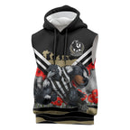 Personalised Collingwood Magpies ANZAC Sleeveless Hoodie Military Remembrance Australian Football Mascot Camouflage