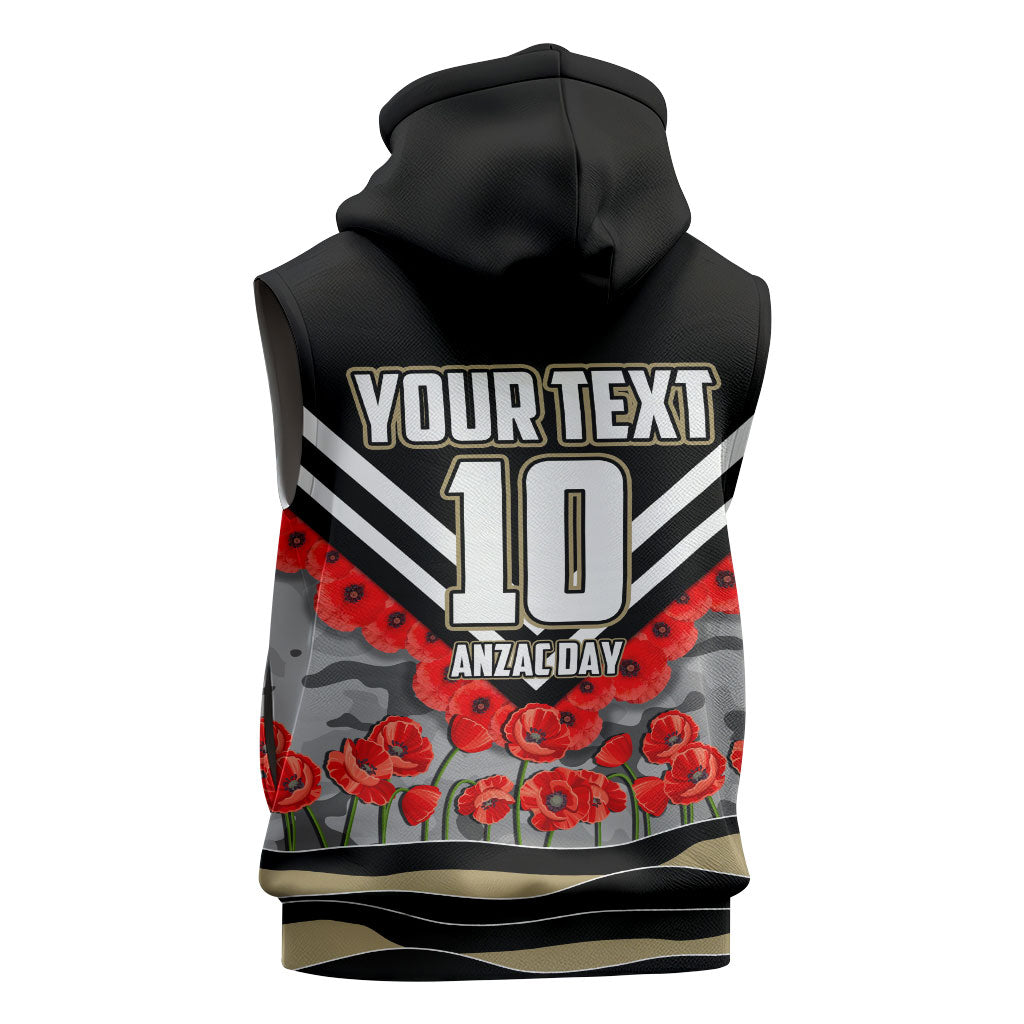 Personalised Collingwood Magpies ANZAC Sleeveless Hoodie Military Remembrance Australian Football Mascot Camouflage