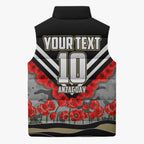 Personalised Collingwood Magpies ANZAC Sleeveless Puffer Jacket Military Remembrance Australian Football Mascot Camouflage