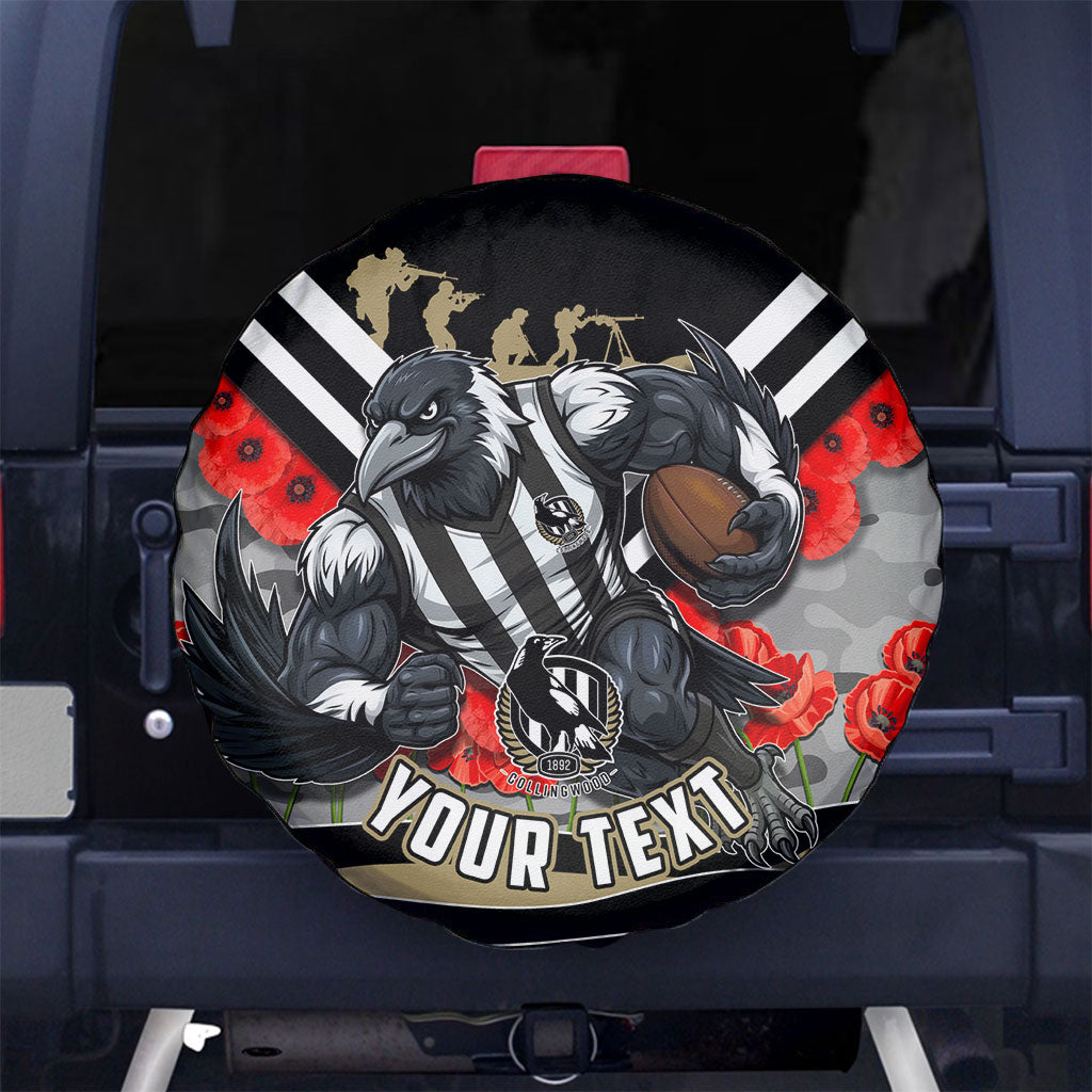Personalised Collingwood Magpies ANZAC Spare Tire Cover Military Remembrance Australian Football Mascot Camouflage