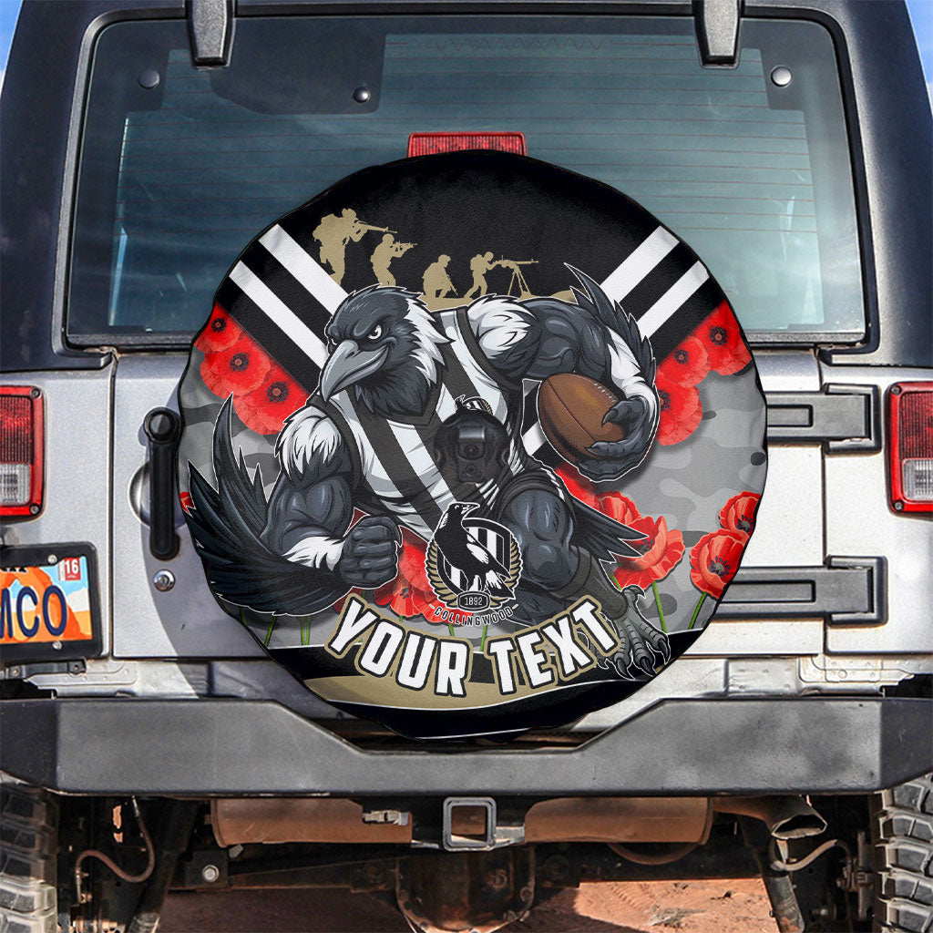 Personalised Collingwood Magpies ANZAC Spare Tire Cover Military Remembrance Australian Football Mascot Camouflage