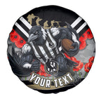 Personalised Collingwood Magpies ANZAC Spare Tire Cover Military Remembrance Australian Football Mascot Camouflage