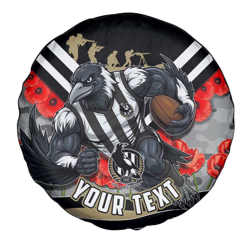 Personalised Collingwood Magpies ANZAC Spare Tire Cover Military Remembrance Australian Football Mascot Camouflage