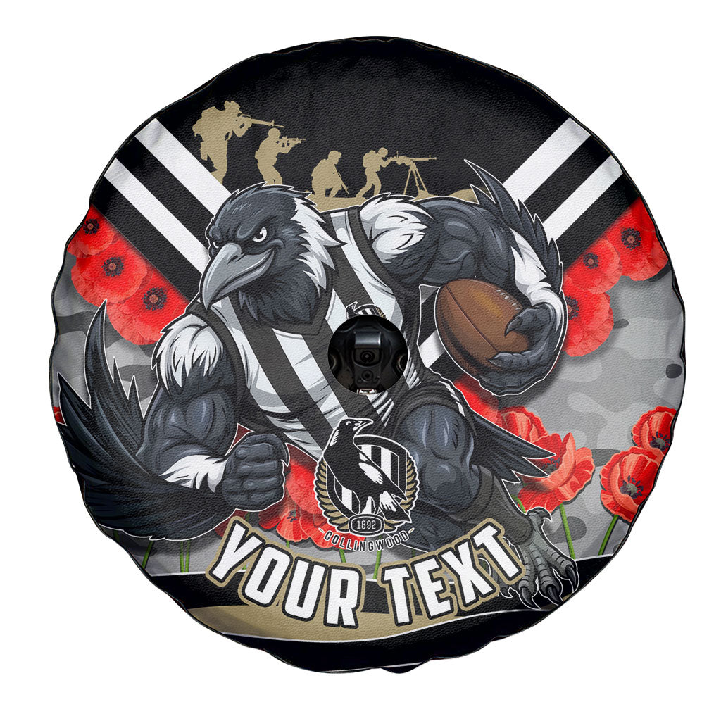 Personalised Collingwood Magpies ANZAC Spare Tire Cover Military Remembrance Australian Football Mascot Camouflage