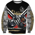 Personalised Collingwood Magpies ANZAC Sweatshirt Military Remembrance Australian Football Mascot Camouflage
