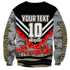Personalised Collingwood Magpies ANZAC Sweatshirt Military Remembrance Australian Football Mascot Camouflage