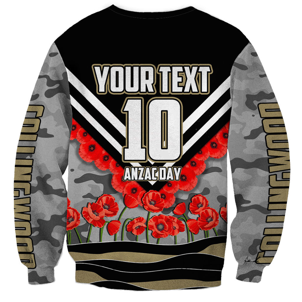 Personalised Collingwood Magpies ANZAC Sweatshirt Military Remembrance Australian Football Mascot Camouflage