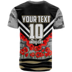 Personalised Collingwood Magpies ANZAC T Shirt Military Remembrance Australian Football Mascot Camouflage