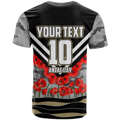 Personalised Collingwood Magpies ANZAC T Shirt Military Remembrance Australian Football Mascot Camouflage