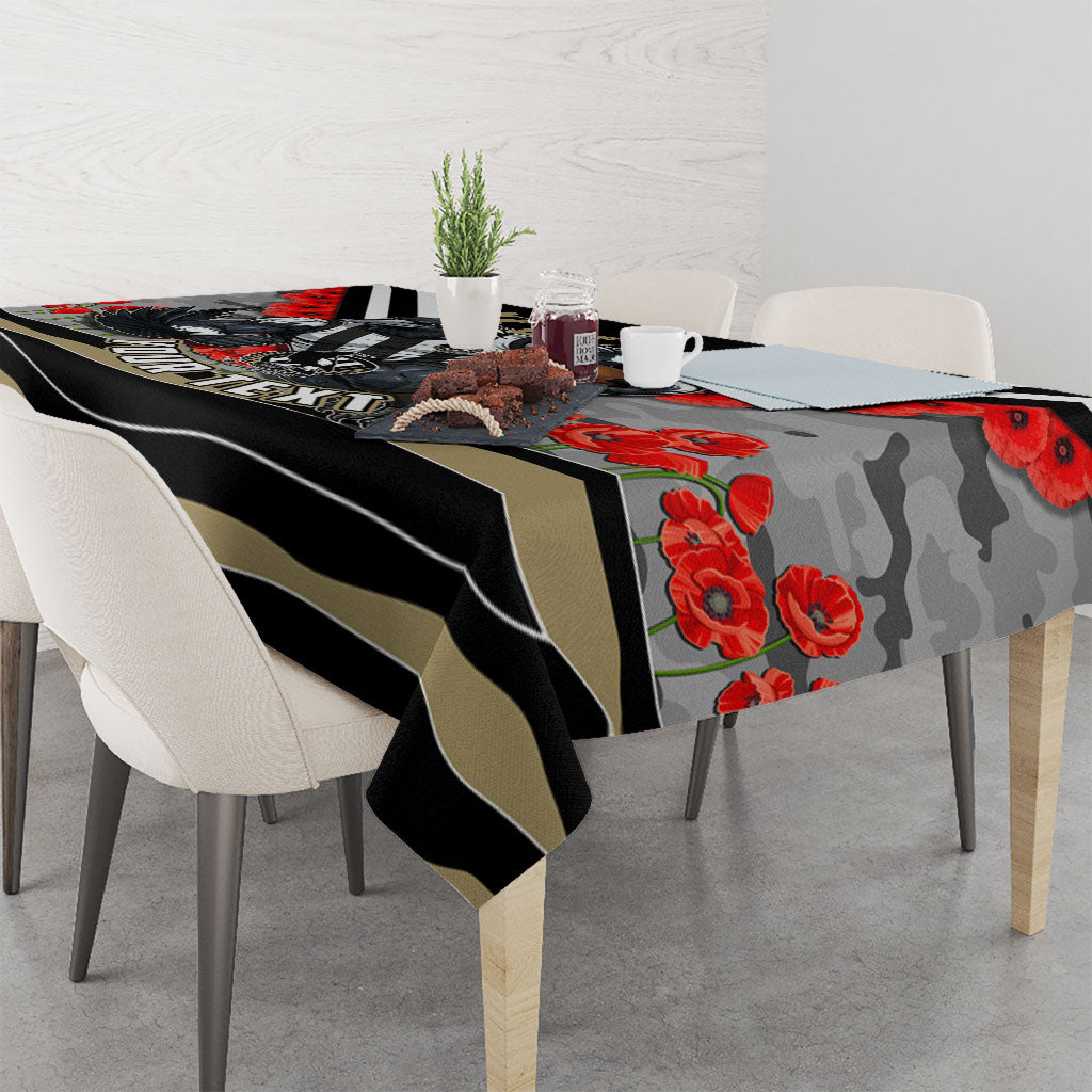 Personalised Collingwood Magpies ANZAC Tablecloth Military Remembrance Australian Football Mascot Camouflage
