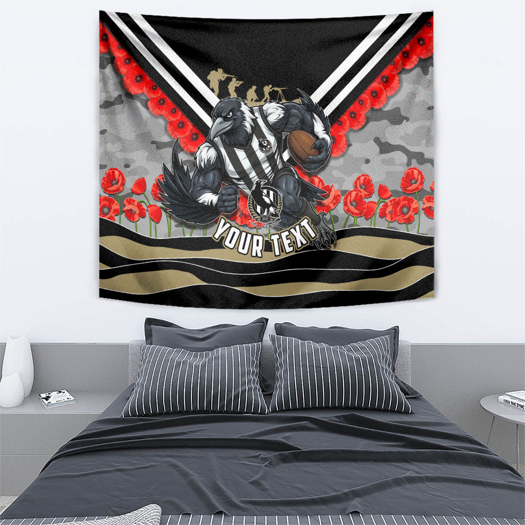 Personalised Collingwood Magpies ANZAC Tapestry Military Remembrance Australian Football Mascot Camouflage