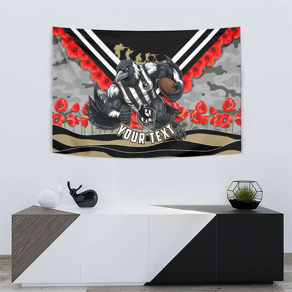 Personalised Collingwood Magpies ANZAC Tapestry Military Remembrance Australian Football Mascot Camouflage