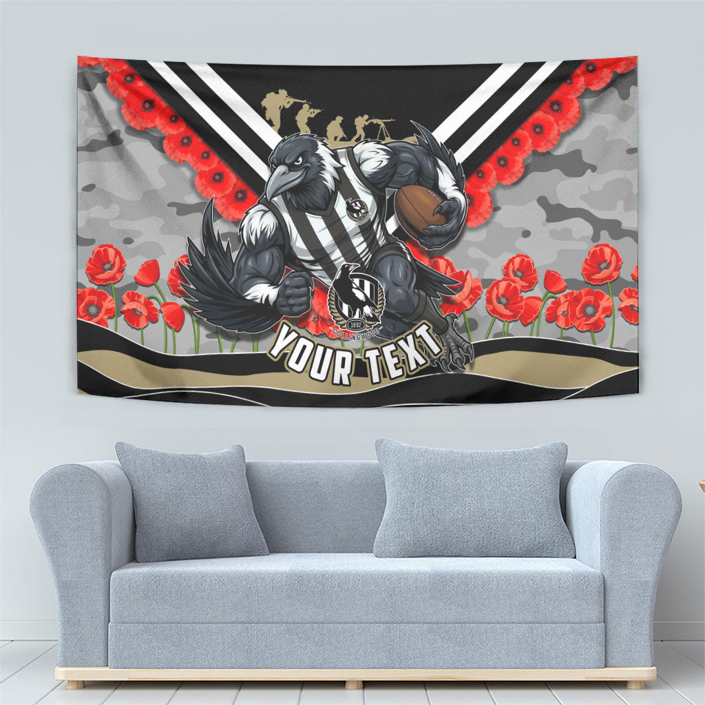 Personalised Collingwood Magpies ANZAC Tapestry Military Remembrance Australian Football Mascot Camouflage