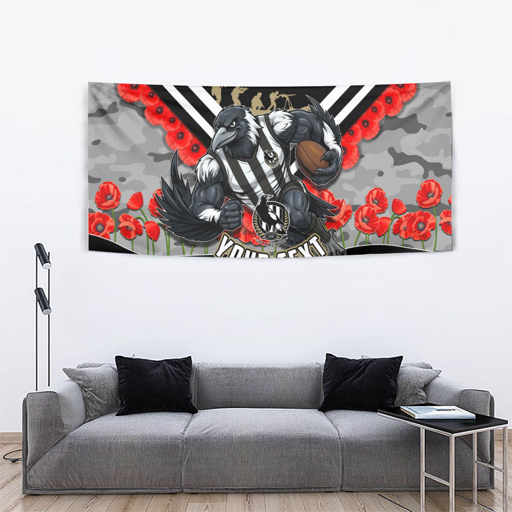 Personalised Collingwood Magpies ANZAC Tapestry Military Remembrance Australian Football Mascot Camouflage