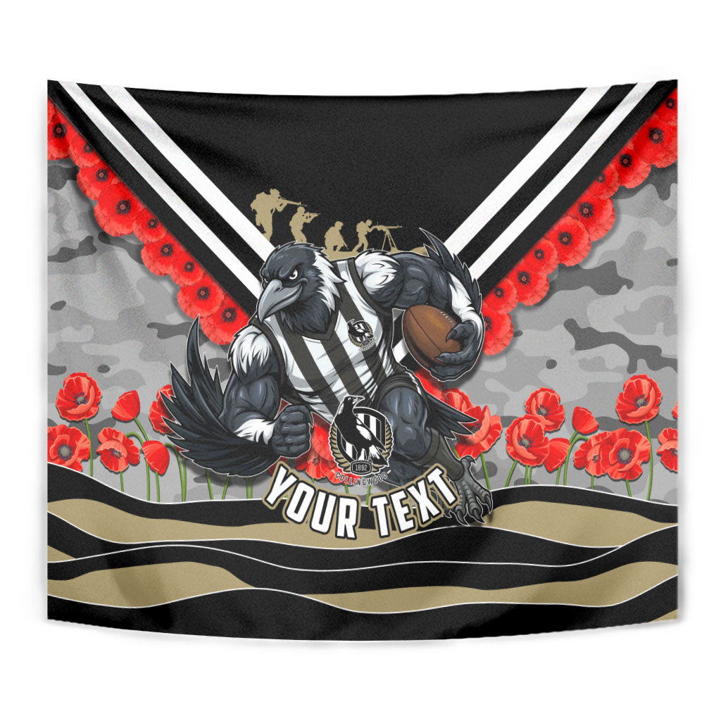 Personalised Collingwood Magpies ANZAC Tapestry Military Remembrance Australian Football Mascot Camouflage