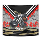 Personalised Collingwood Magpies ANZAC Tapestry Military Remembrance Australian Football Mascot Camouflage