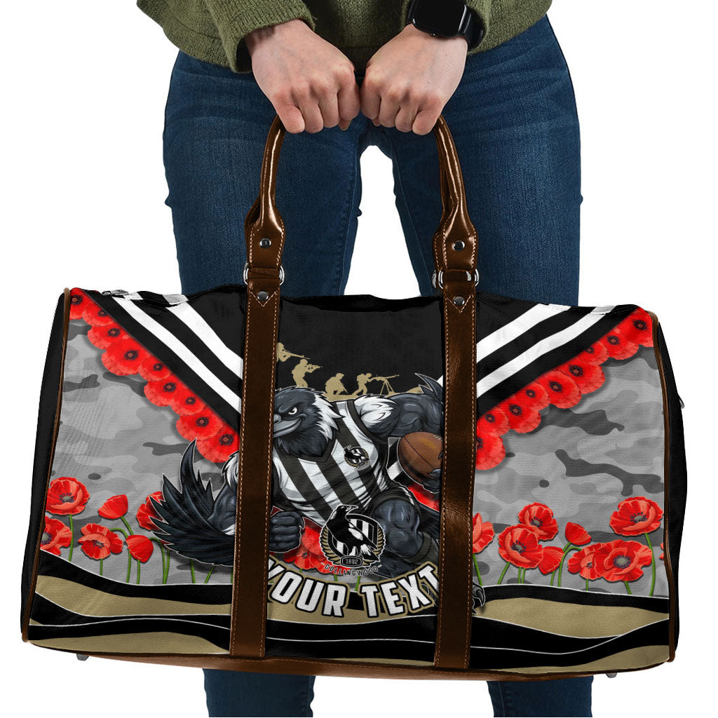 Personalised Collingwood Magpies ANZAC Travel Bag Military Remembrance Australian Football Mascot Camouflage