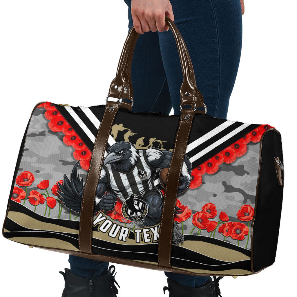 Personalised Collingwood Magpies ANZAC Travel Bag Military Remembrance Australian Football Mascot Camouflage