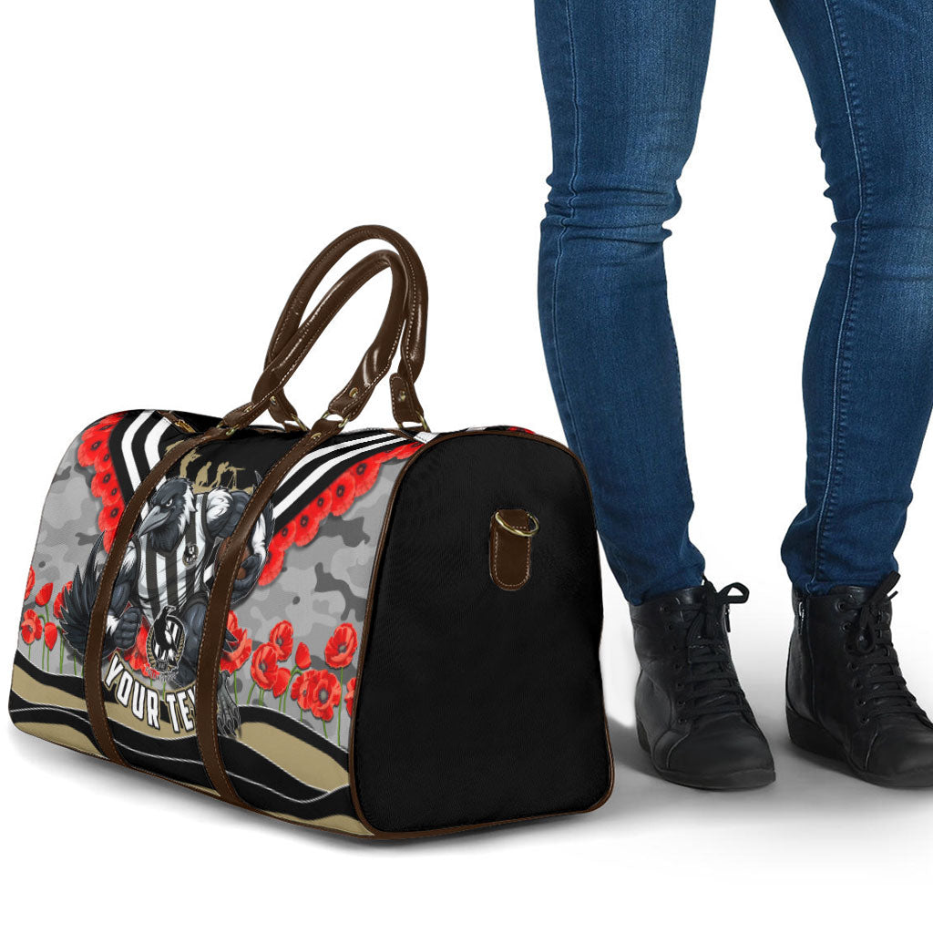 Personalised Collingwood Magpies ANZAC Travel Bag Military Remembrance Australian Football Mascot Camouflage