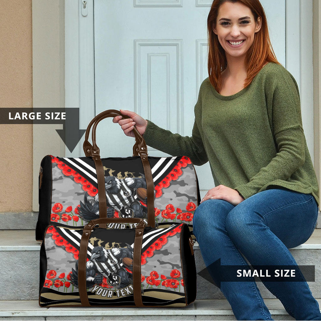 Personalised Collingwood Magpies ANZAC Travel Bag Military Remembrance Australian Football Mascot Camouflage