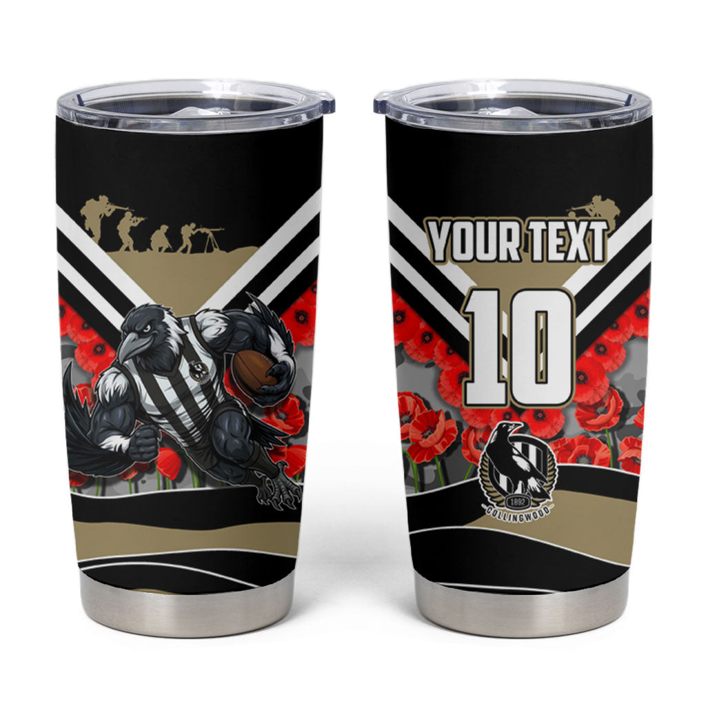 Personalised Collingwood Magpies ANZAC Tumbler Cup Military Remembrance Australian Football Mascot Camouflage