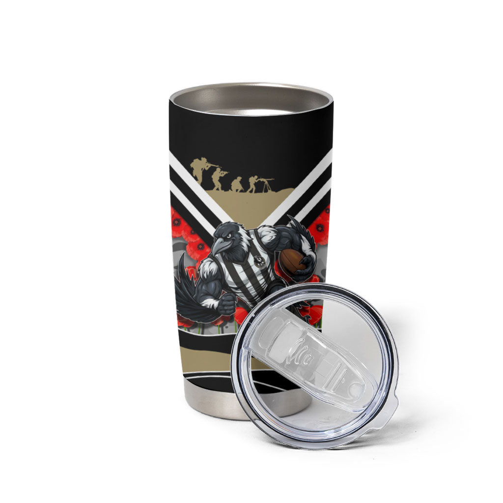 Personalised Collingwood Magpies ANZAC Tumbler Cup Military Remembrance Australian Football Mascot Camouflage