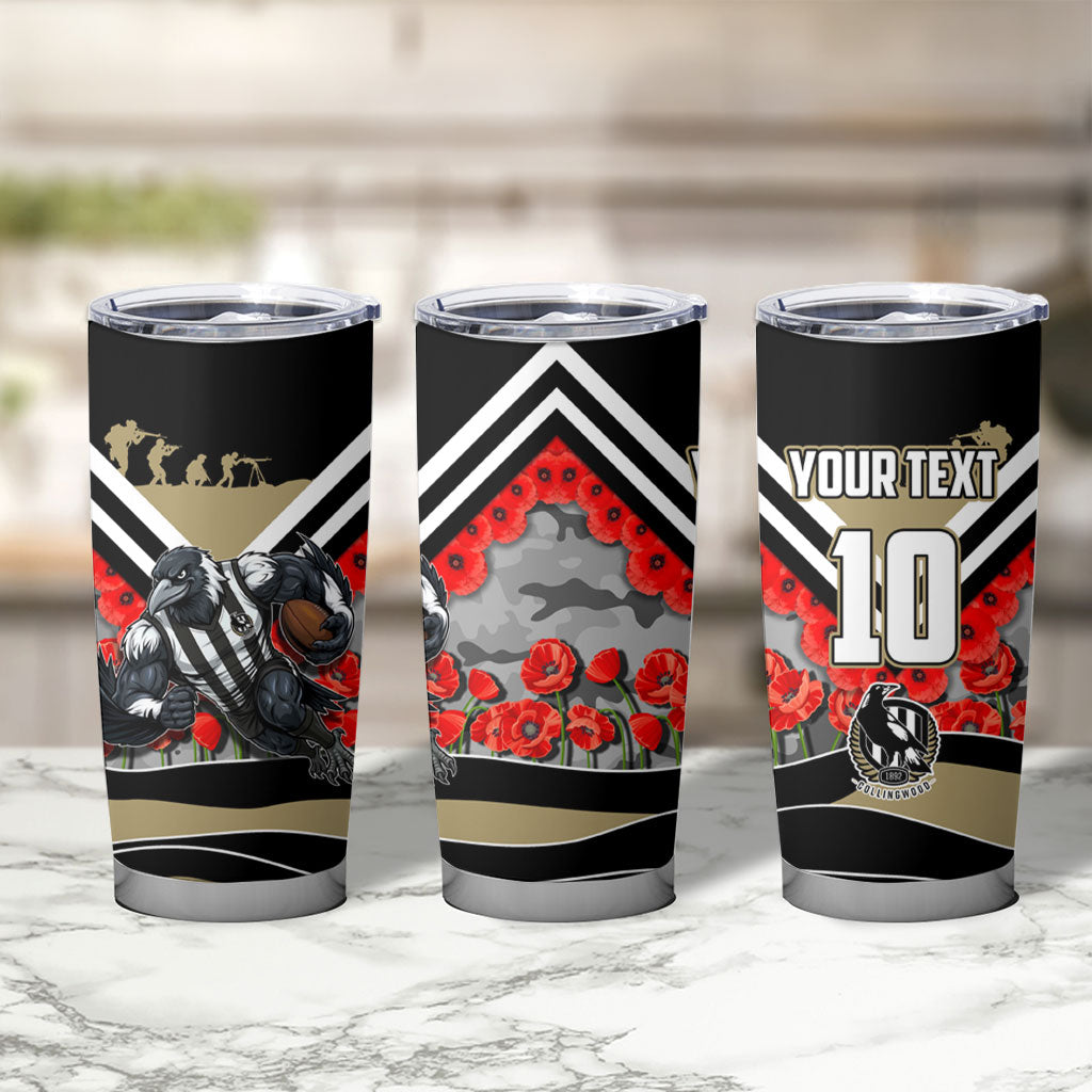 Personalised Collingwood Magpies ANZAC Tumbler Cup Military Remembrance Australian Football Mascot Camouflage