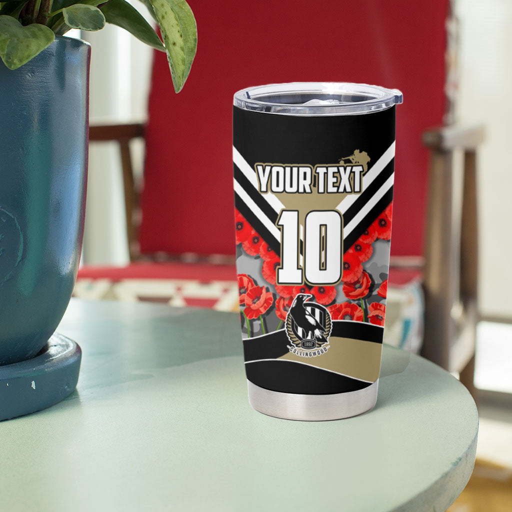 Personalised Collingwood Magpies ANZAC Tumbler Cup Military Remembrance Australian Football Mascot Camouflage