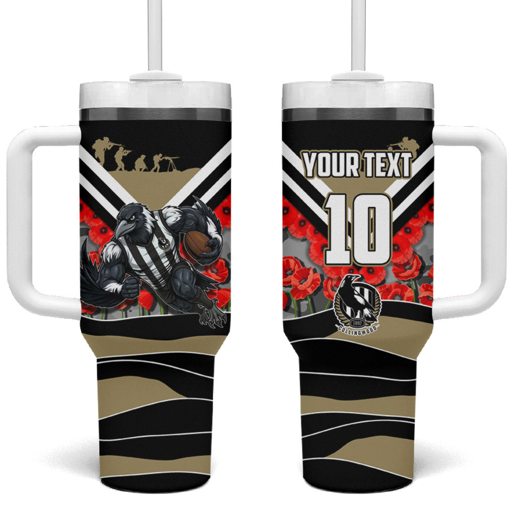 Personalised Collingwood Magpies ANZAC Tumbler With Handle Military Remembrance Australian Football Mascot Camouflage