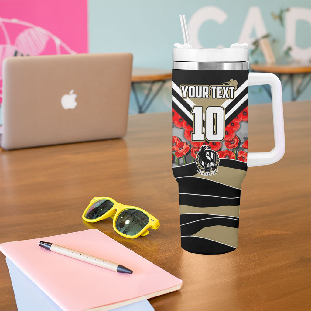 Personalised Collingwood Magpies ANZAC Tumbler With Handle Military Remembrance Australian Football Mascot Camouflage