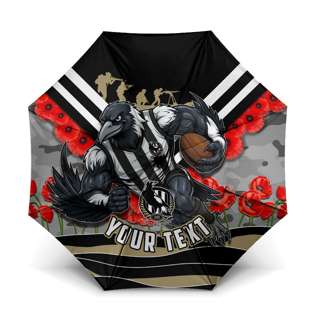 Personalised Collingwood Magpies ANZAC Umbrella Military Remembrance Australian Football Mascot Camouflage