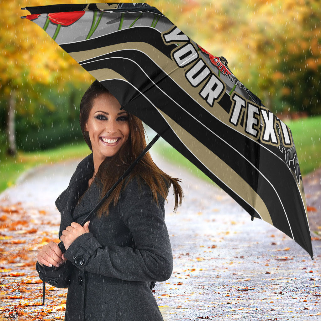 Personalised Collingwood Magpies ANZAC Umbrella Military Remembrance Australian Football Mascot Camouflage
