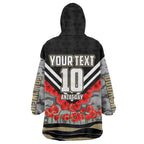 Personalised Collingwood Magpies ANZAC Wearable Blanket Hoodie Military Remembrance Australian Football Mascot Camouflage