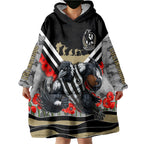 Personalised Collingwood Magpies ANZAC Wearable Blanket Hoodie Military Remembrance Australian Football Mascot Camouflage