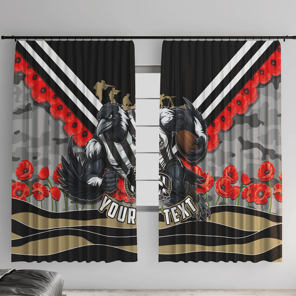 Personalised Collingwood Magpies ANZAC Window Curtain Military Remembrance Australian Football Mascot Camouflage