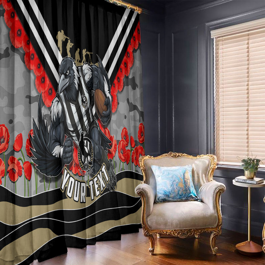 Personalised Collingwood Magpies ANZAC Window Curtain Military Remembrance Australian Football Mascot Camouflage