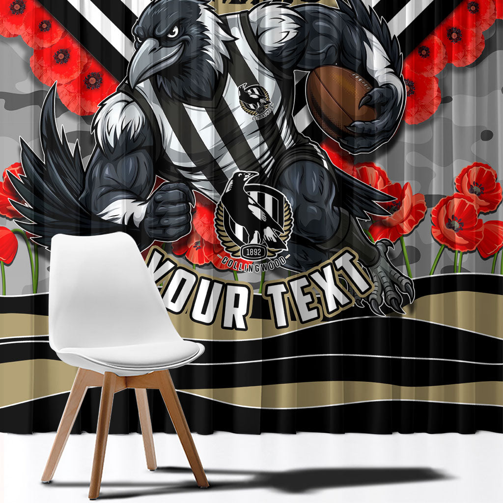 Personalised Collingwood Magpies ANZAC Window Curtain Military Remembrance Australian Football Mascot Camouflage