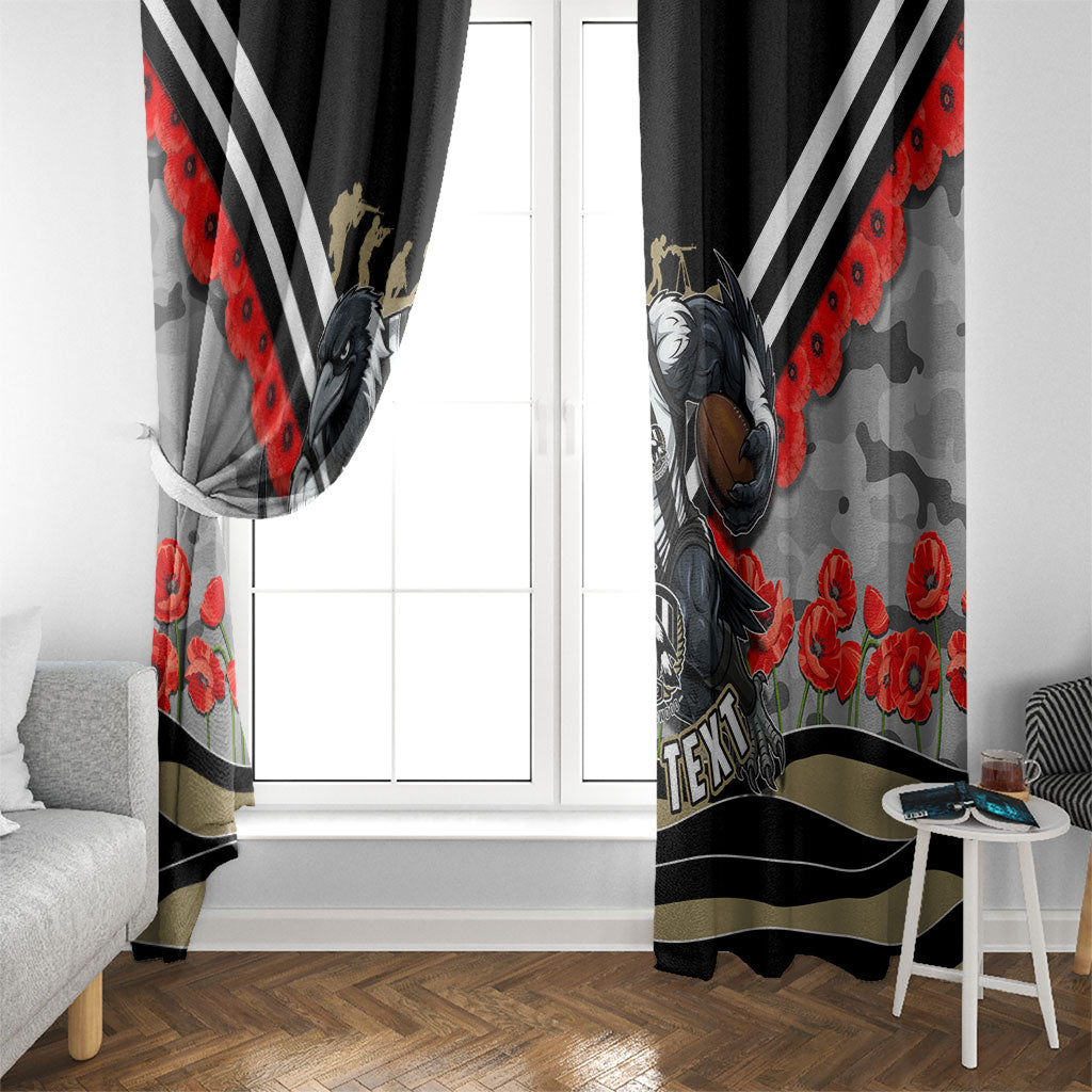 Personalised Collingwood Magpies ANZAC Window Curtain Military Remembrance Australian Football Mascot Camouflage