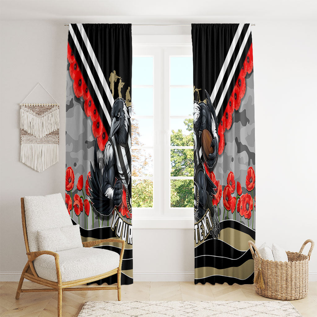 Personalised Collingwood Magpies ANZAC Window Curtain Military Remembrance Australian Football Mascot Camouflage
