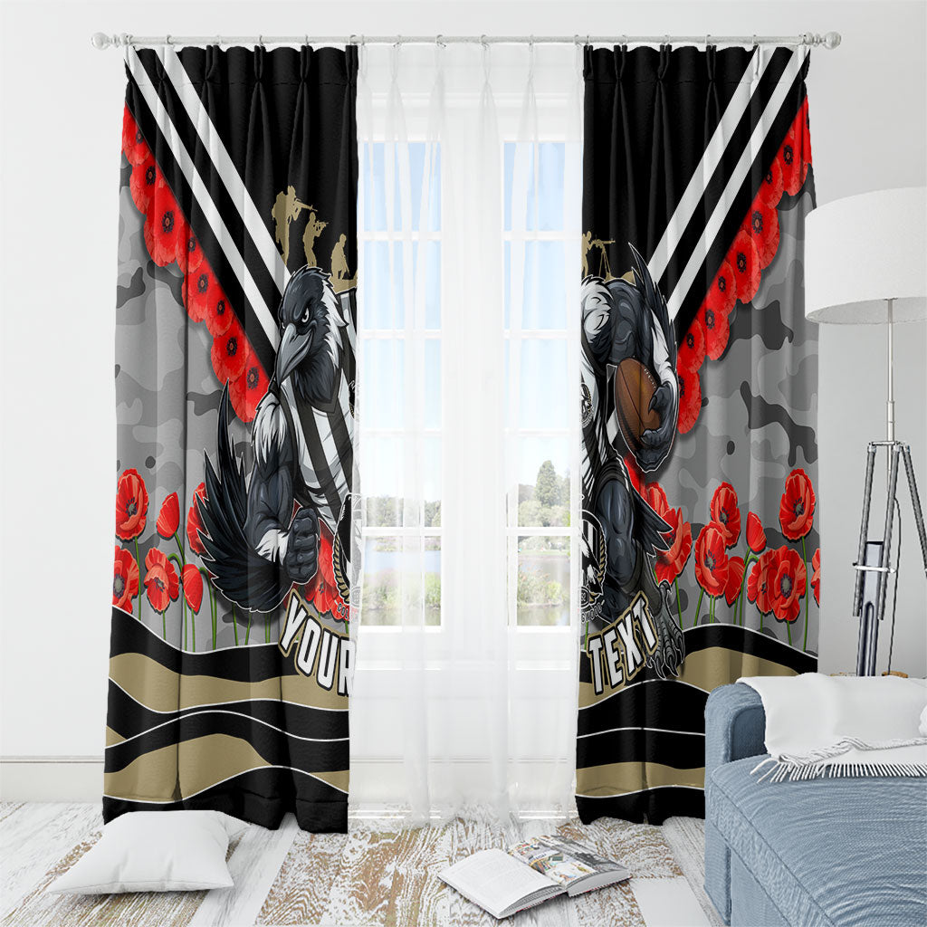 Personalised Collingwood Magpies ANZAC Window Curtain Military Remembrance Australian Football Mascot Camouflage