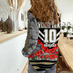 Personalised Collingwood Magpies ANZAC Women Casual Shirt Military Remembrance Australian Football Mascot Camouflage